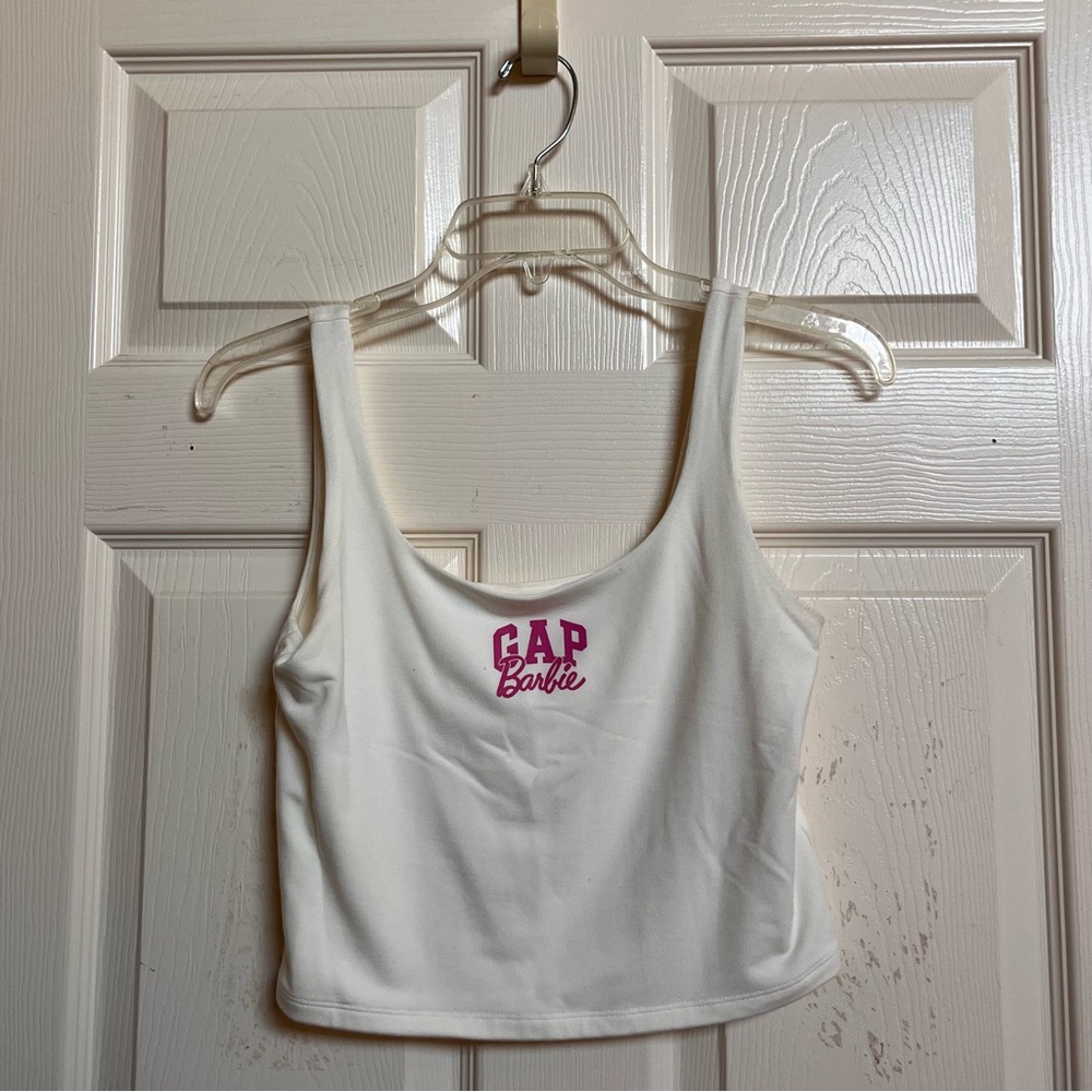 GAP Barbie White Cropped Tank Top